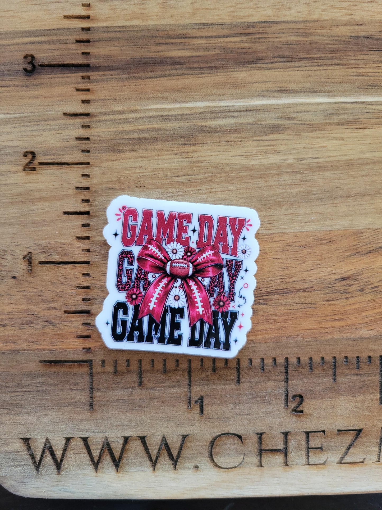 uv printed acrylic flatback-gameday x3 bow