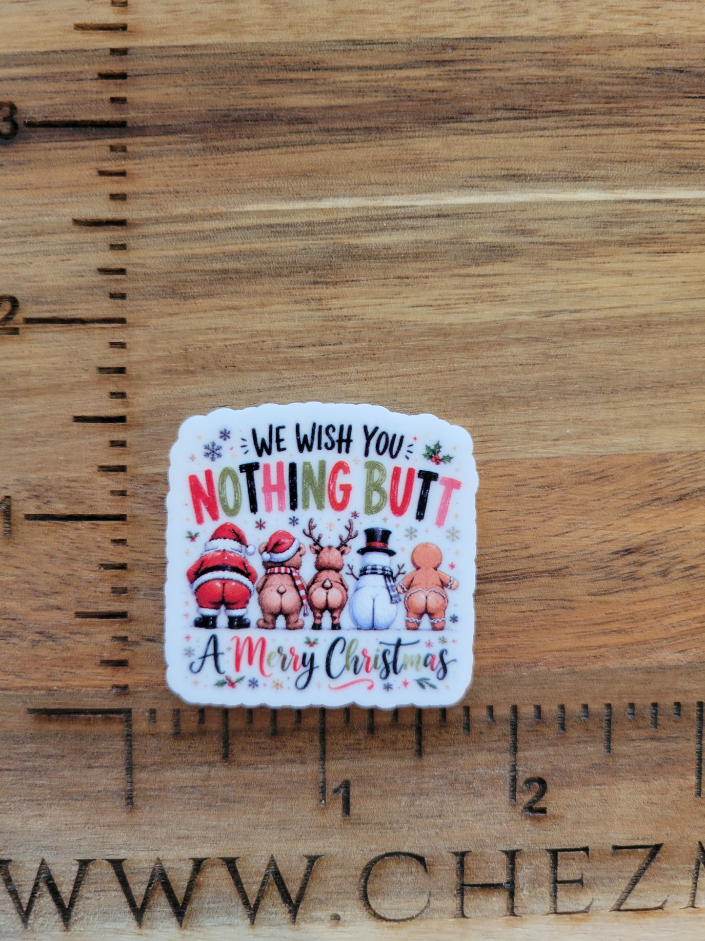 uv printed acrylic flatback- butts merry christmas