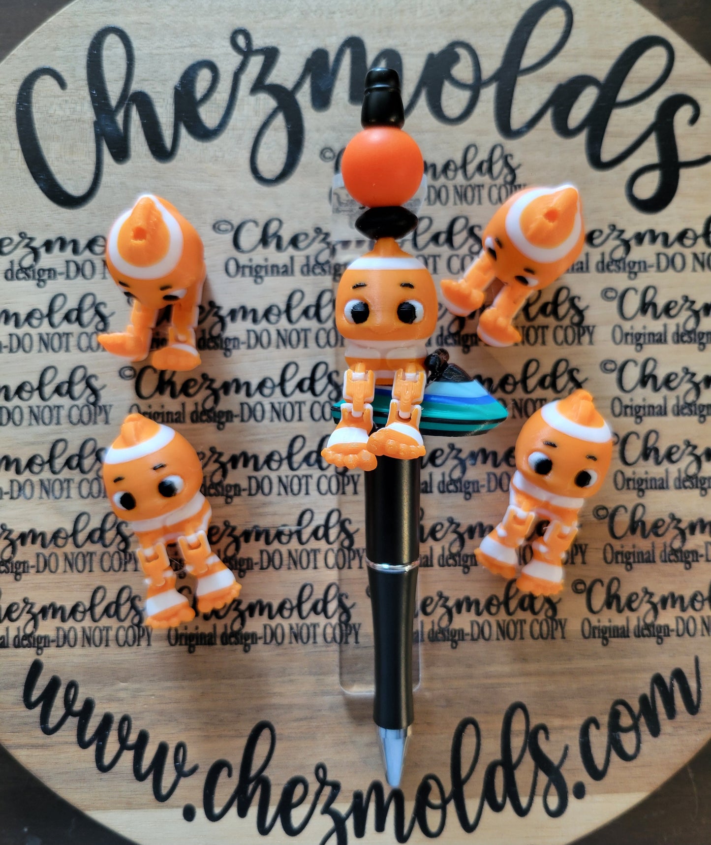 CE 3d printed focal Bead- Cutie clownfish kicker ( flexy feet )