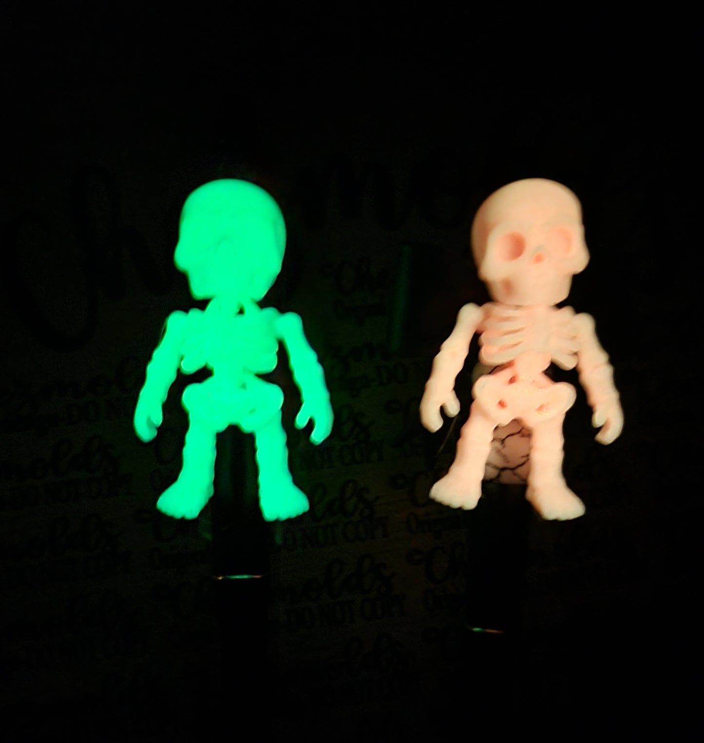 CE 3d printed focal Bead DANGLERZ-Glowing ( in the dark) skelly