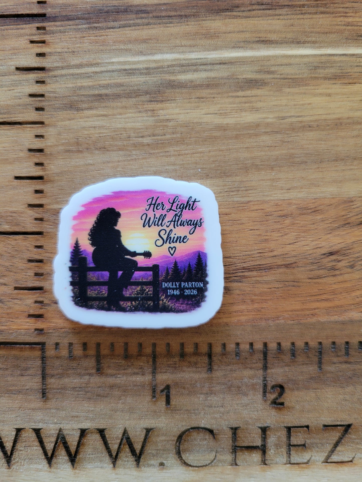 uv printed acrylic flatback- dolly-her light shines