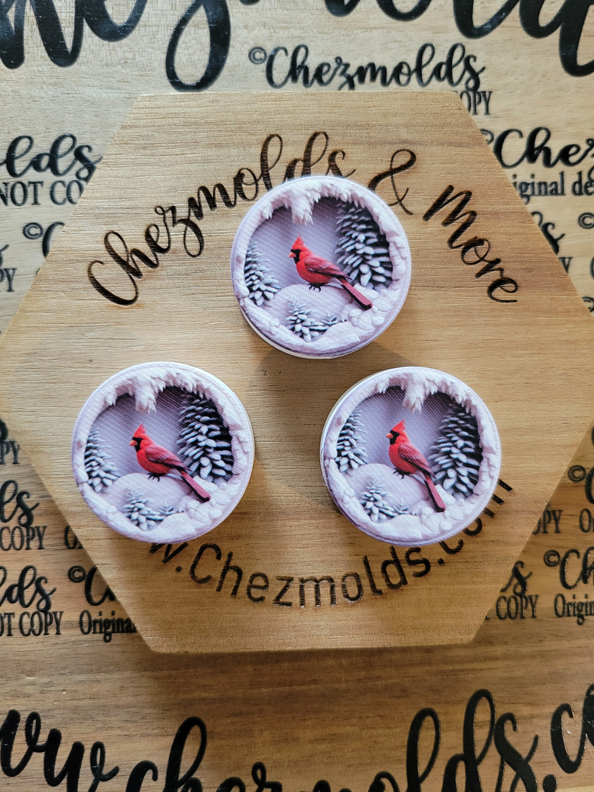 CE 3d printed focal Bead-cardinal winter scene