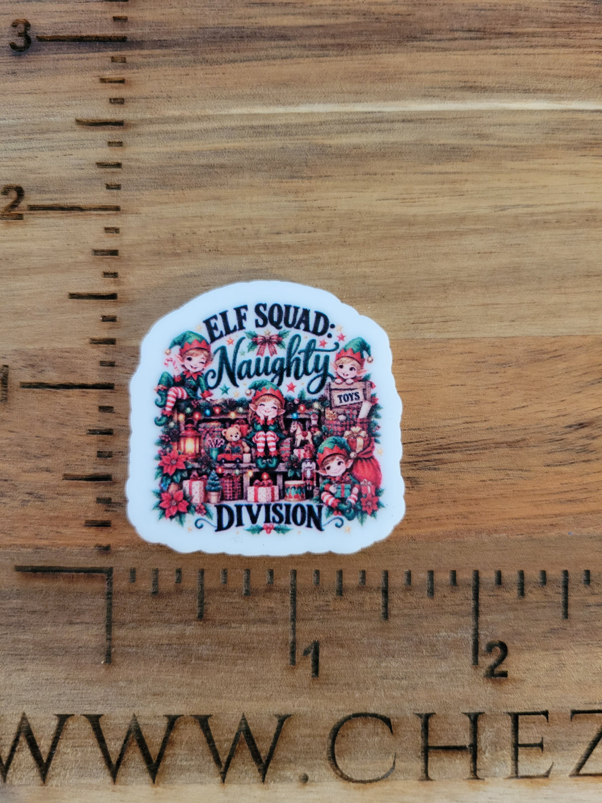 uv printed acrylic flatback- Elf squad naughty division