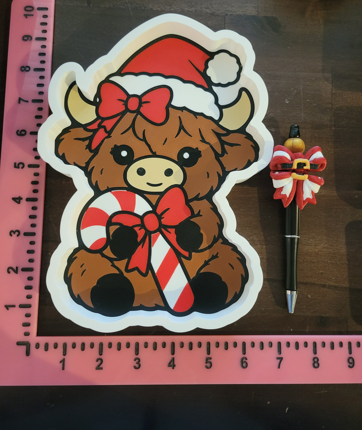Bead Tray- xl cutie cow with candy cane
