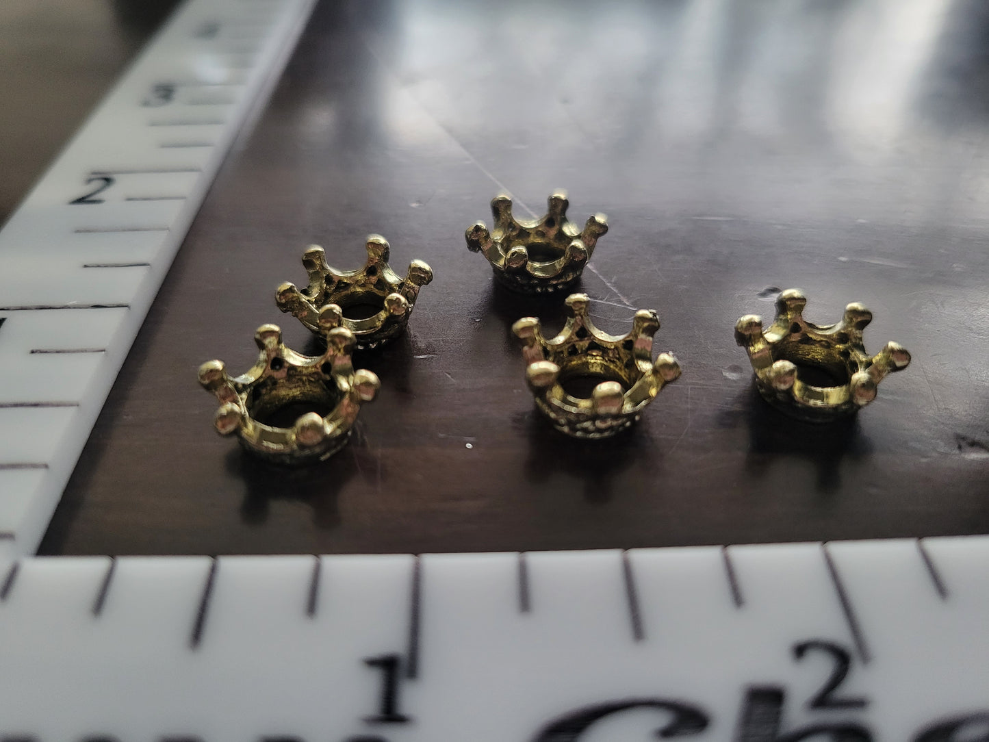 metal crown beads- set of 5 - accent bead
