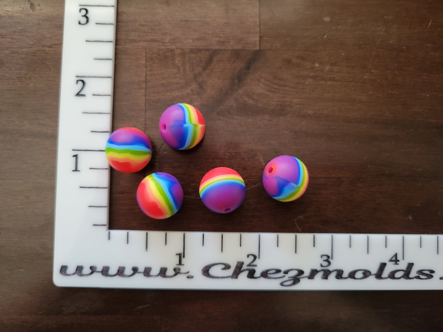 Set of 5- 15mm rainbow bead