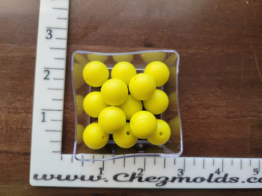 15MM round solid-set of 5 -bright yellow