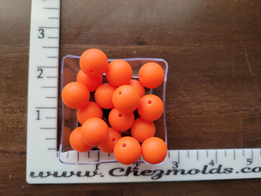 15MM round solid-set of 5 -Orange