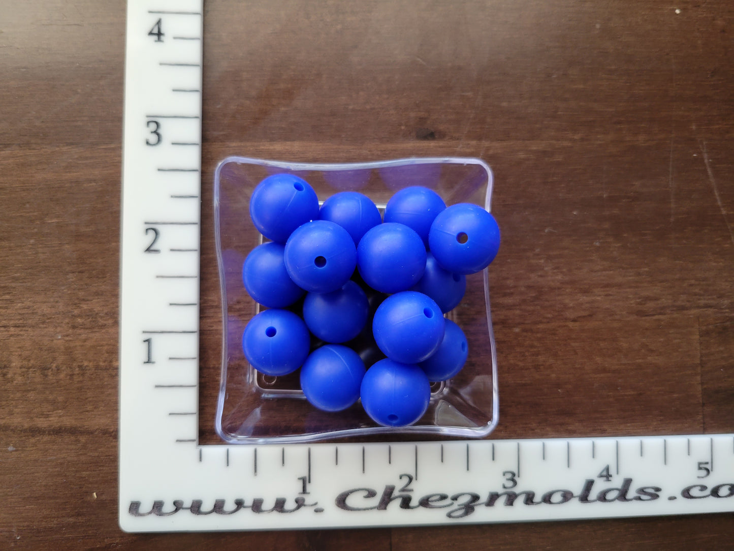 15MM round solid-set of 5 - blue