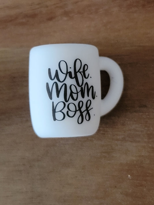 Coffee wife mom boss- Silicone focal Bead