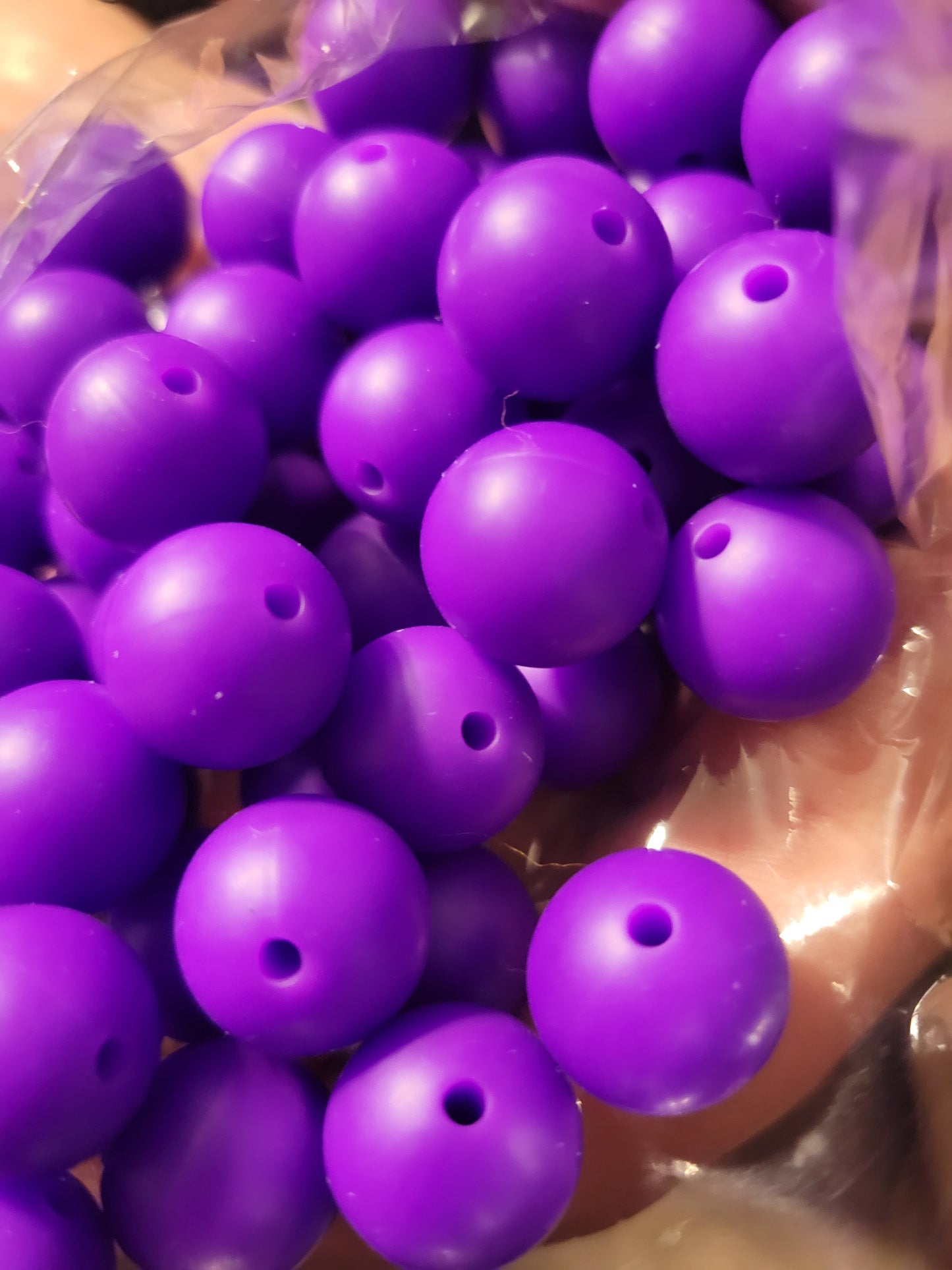 15MM round solid-set of 5 - bright purple