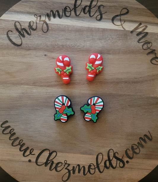 Candy canes- Silicone focal Bead