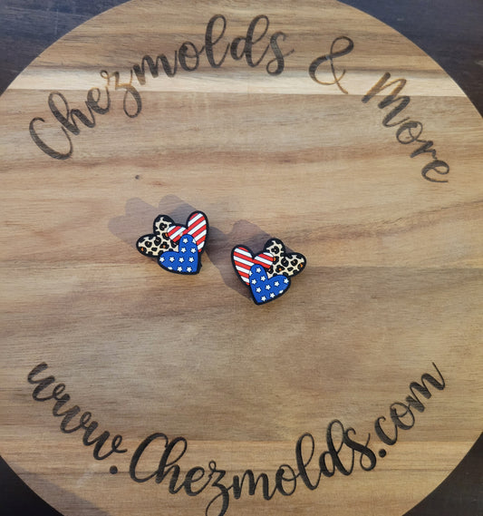 America hearts- Silicone focal Bead