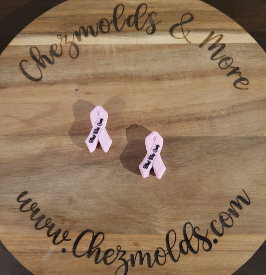 pink ribbon find the cure-  focal Bead