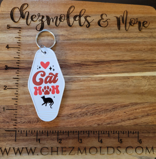 cat mom- motel keychain uv print