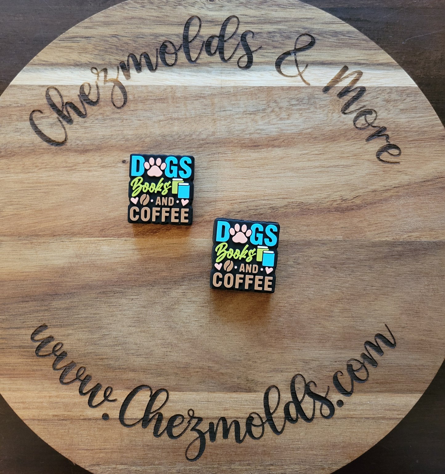 dogs books and coffee- Silicone focal Bead