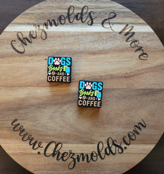 dogs books and coffee- Silicone focal Bead