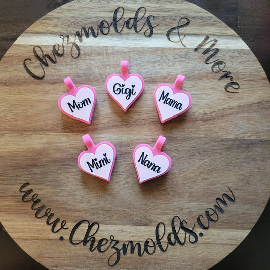 CE vertical heart silicone tag-choose your MOM version