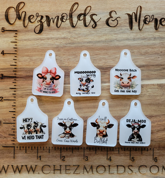 Cow tags- printed acrylic keytags