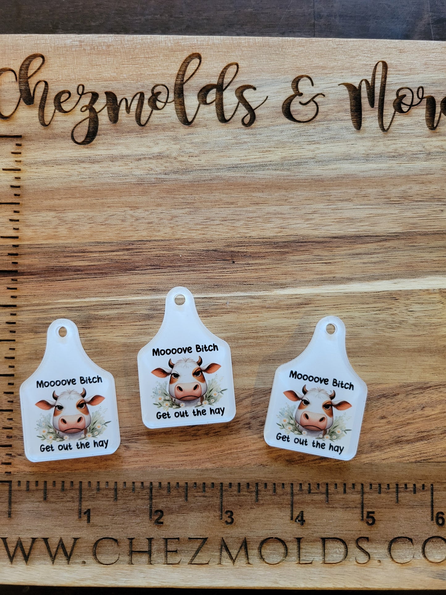 Cow tags- printed acrylic keytags