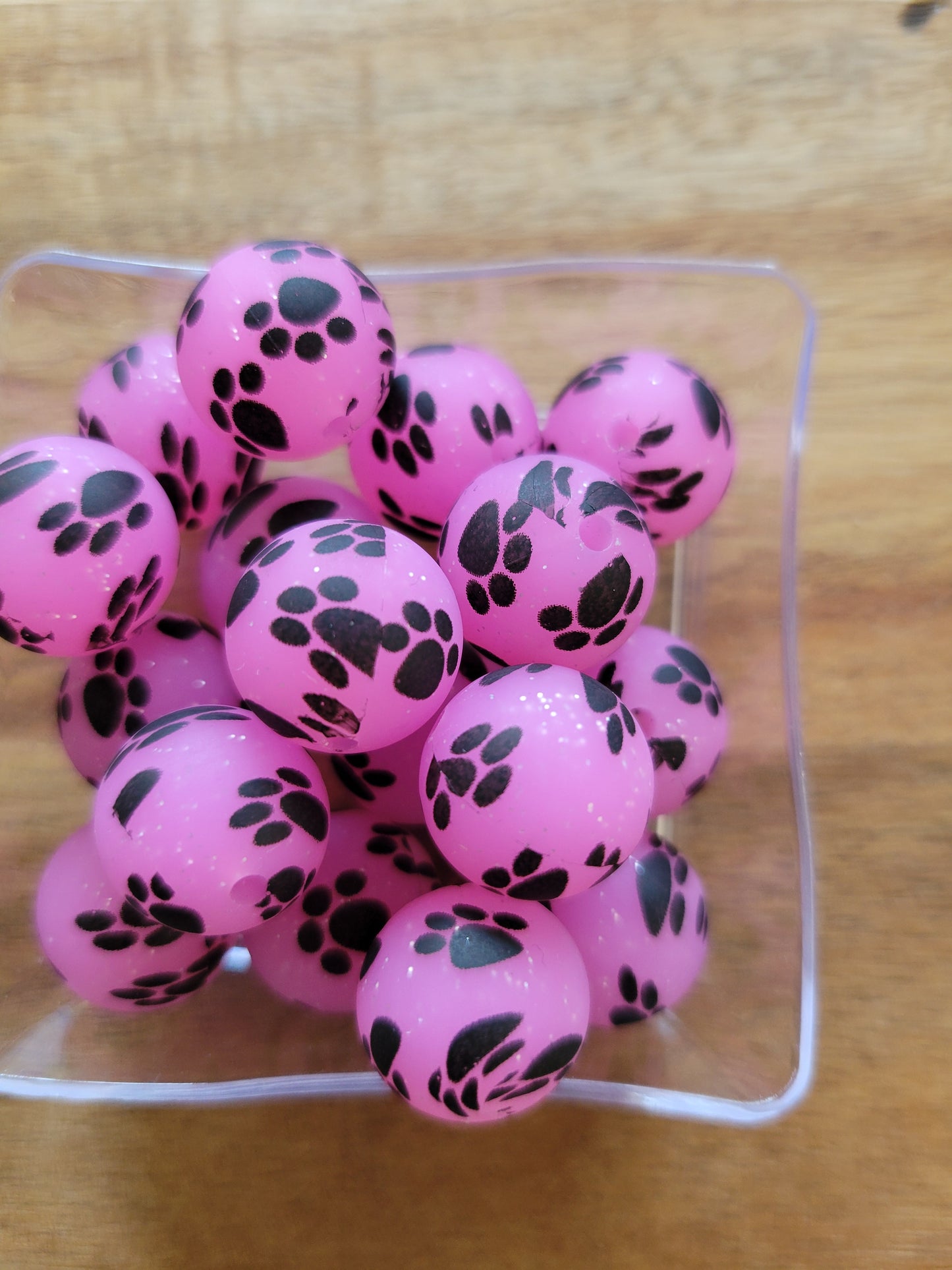 15MM round print-set of 5 - Glitter paw print