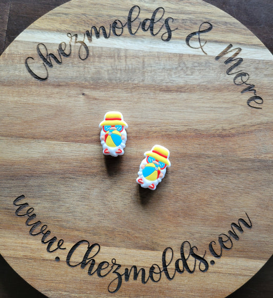 beach ball gnomey- Silicone focal Bead