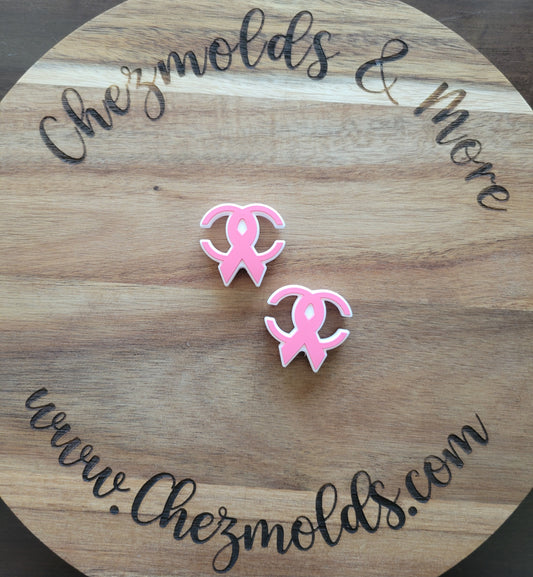 Pink  cc ribbon- Silicone focal Bead