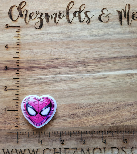 uv printed acrylic flatback -spidey heart pink