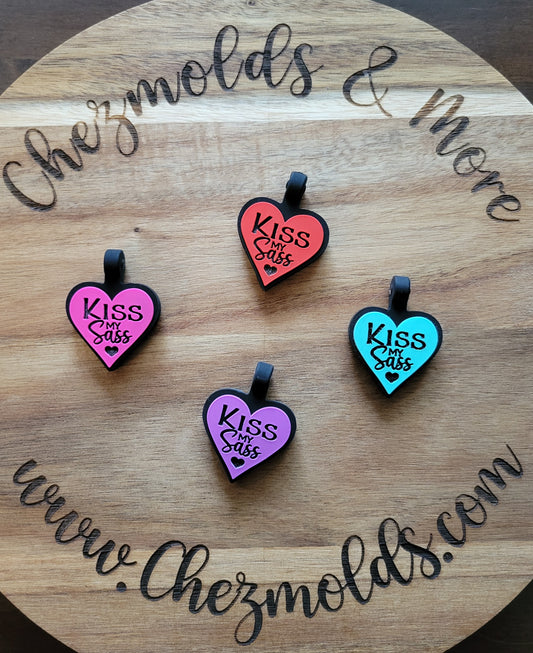 CE vertical heart silicone tag- "Kiss my SASS " MTO