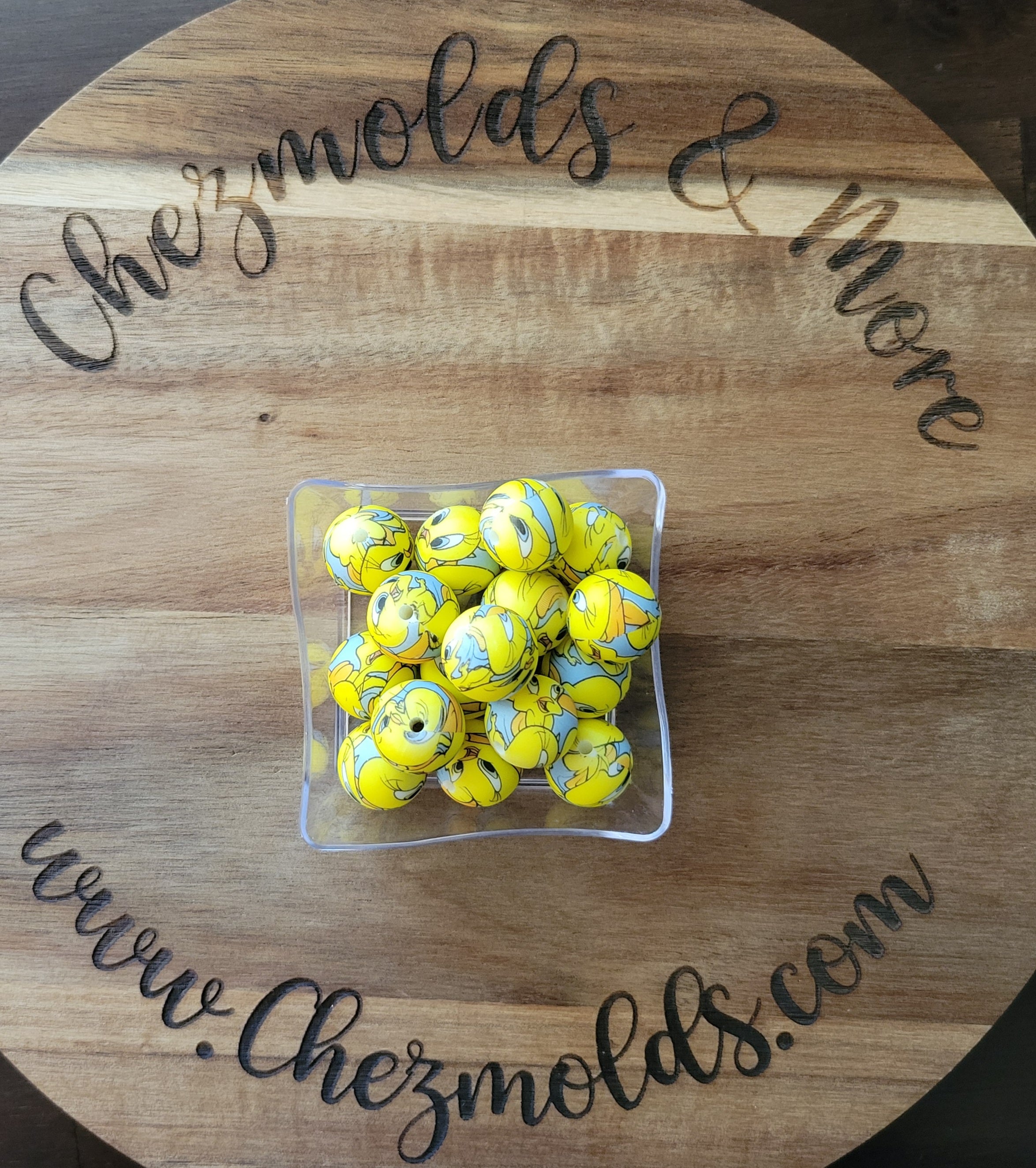 15MM round print-set of 5 - Yellow bird – ChezMolds & More