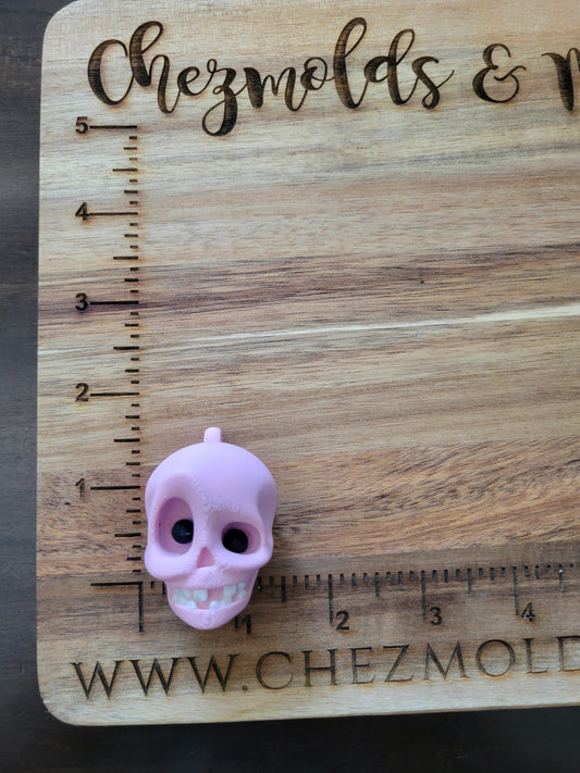 Beadable 3d printed skull- pink