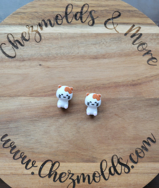 3d calico kitty- Silicone focal Bead