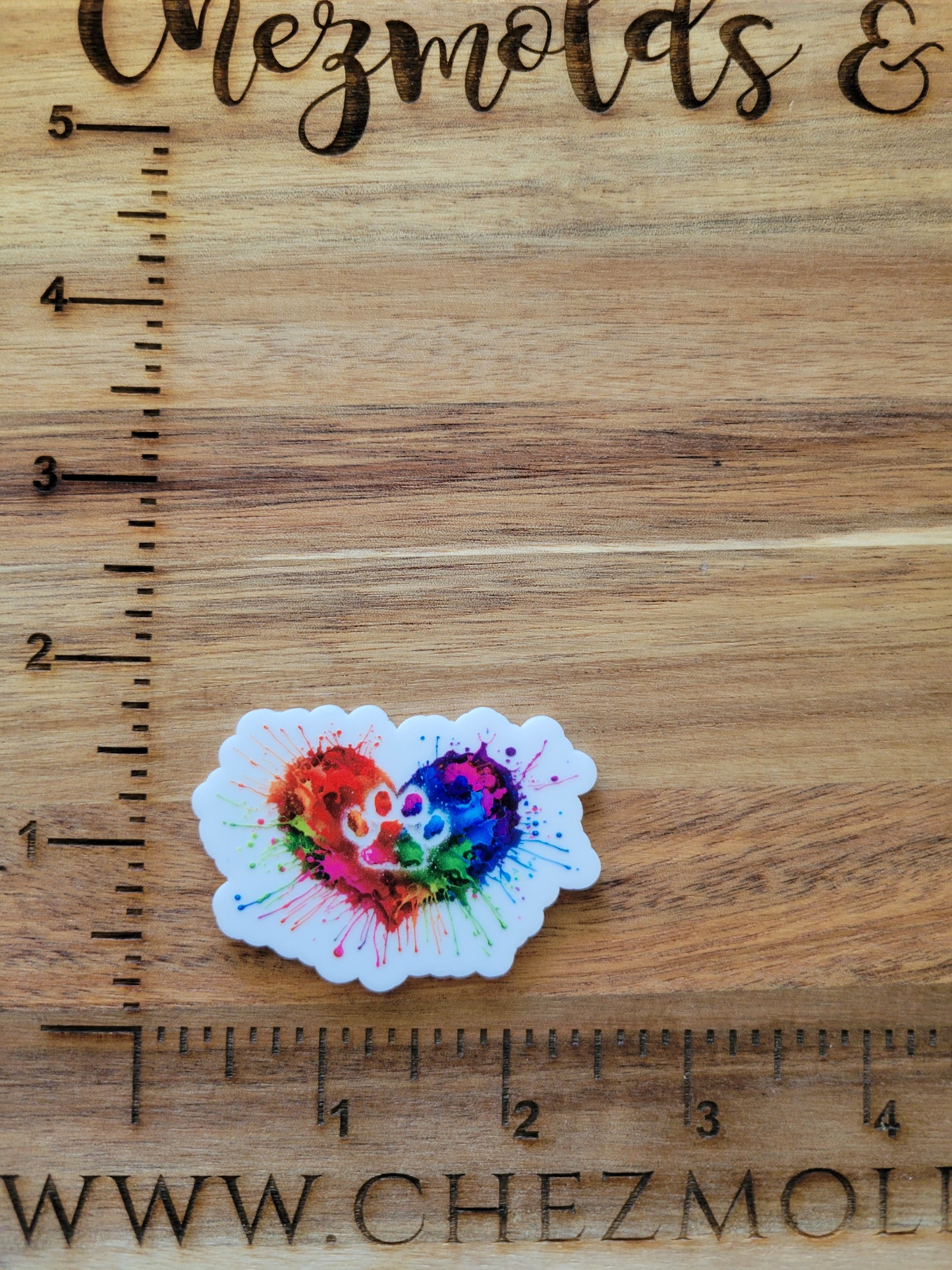 rainbow paw splatter- uv printed acrylic