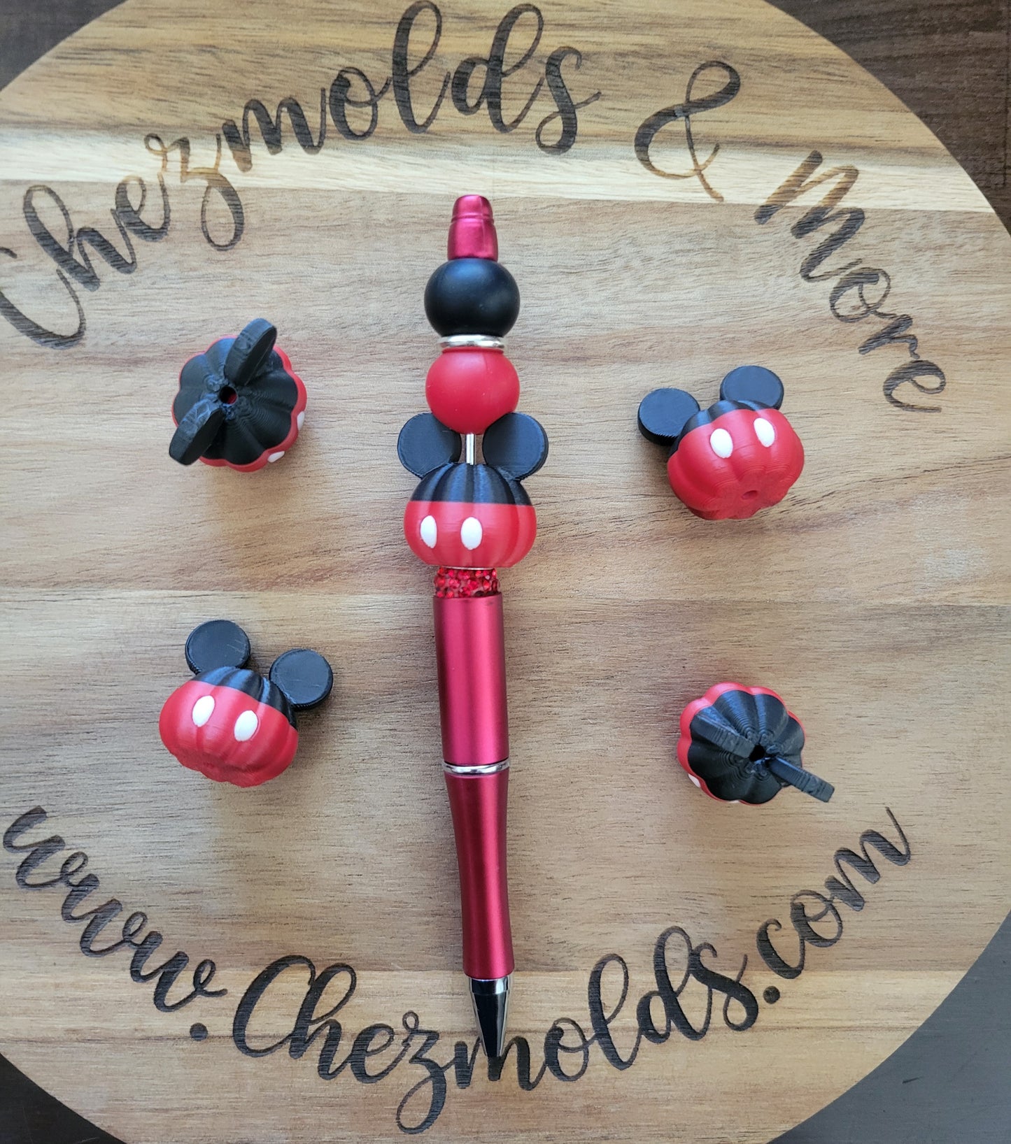 red buttons mouse - 3d printed focal Bead