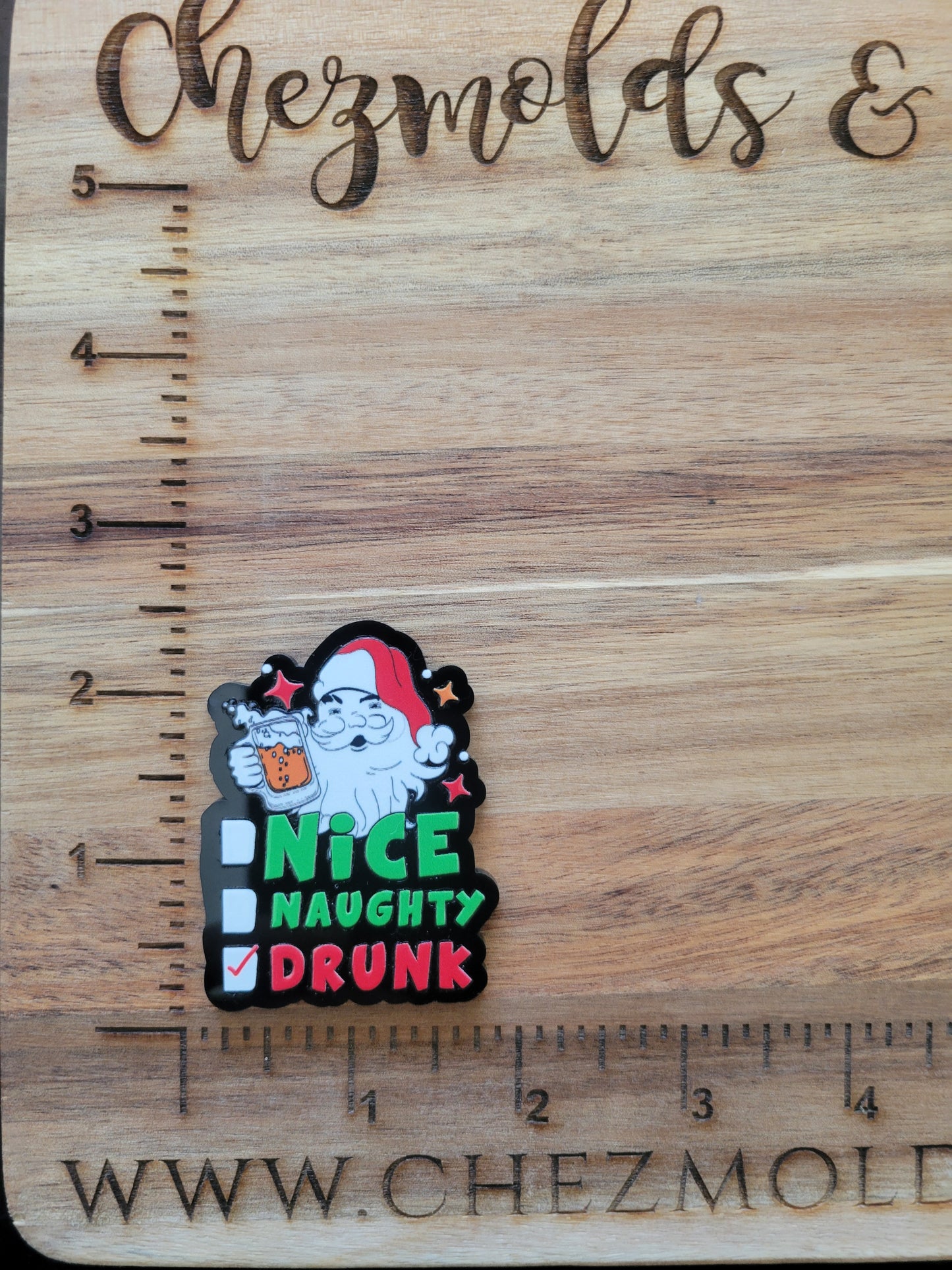 nice/naughty/drunk on black- uv printed acrylic