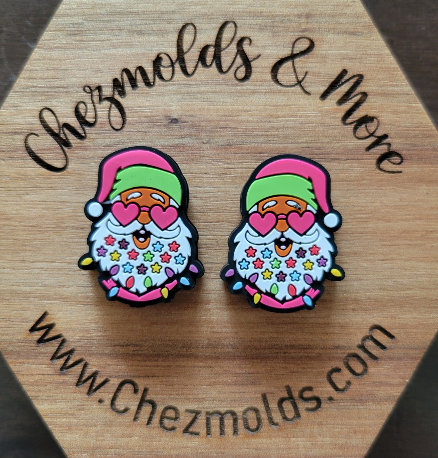 Neon pink santa- Silicone focal Bead