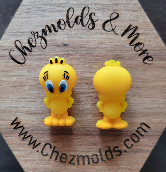 3D yellow birdy- Silicone focal Bead