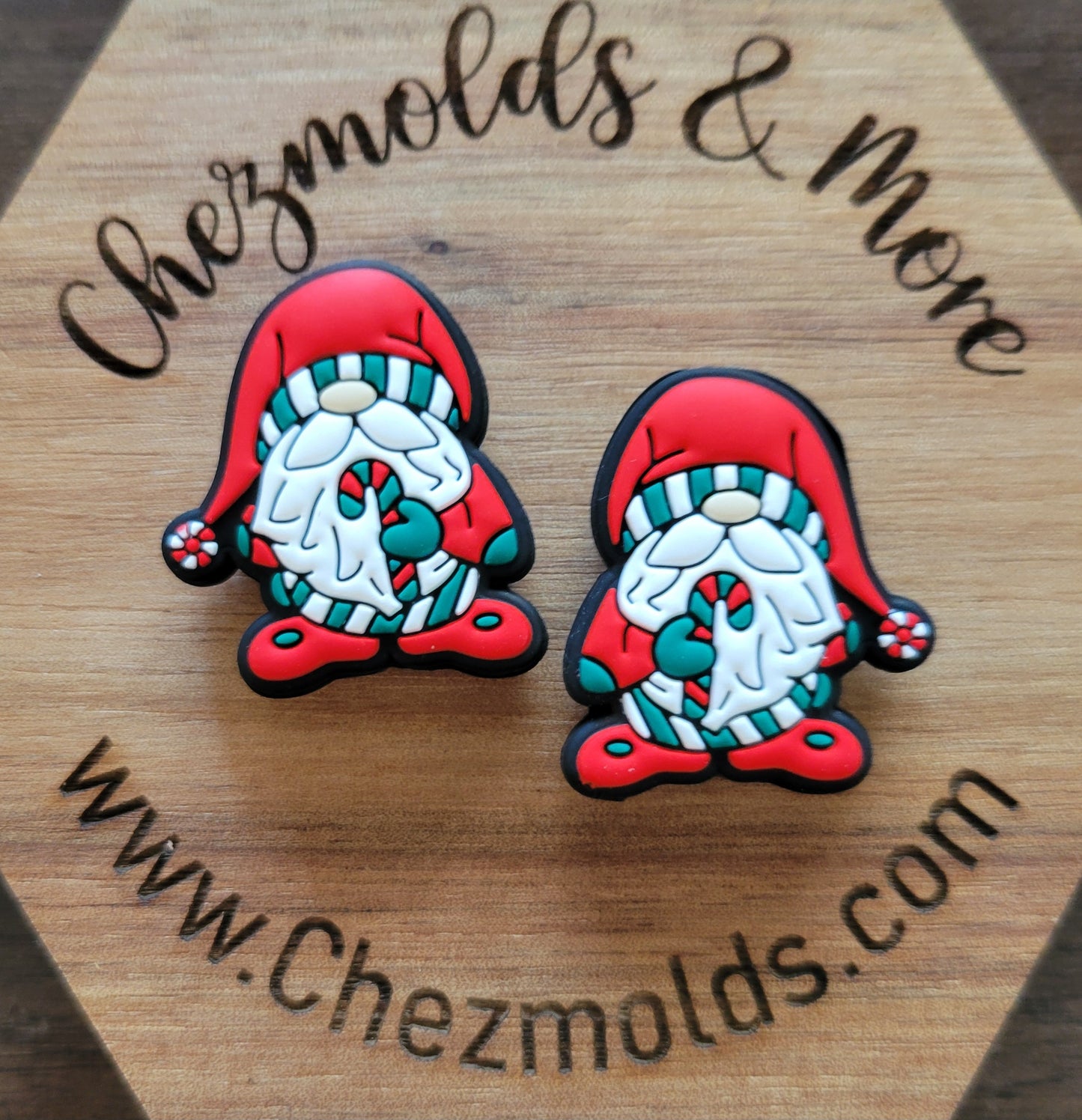 Candy cane gnomey- Silicone focal Bead