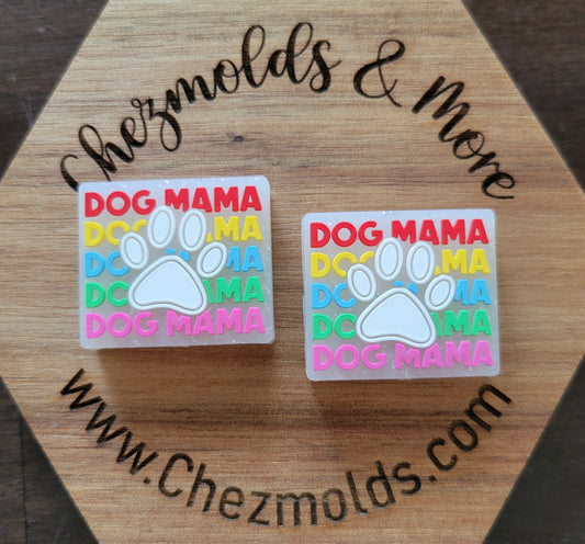 Dog momma on glitter- Silicone focal Bead