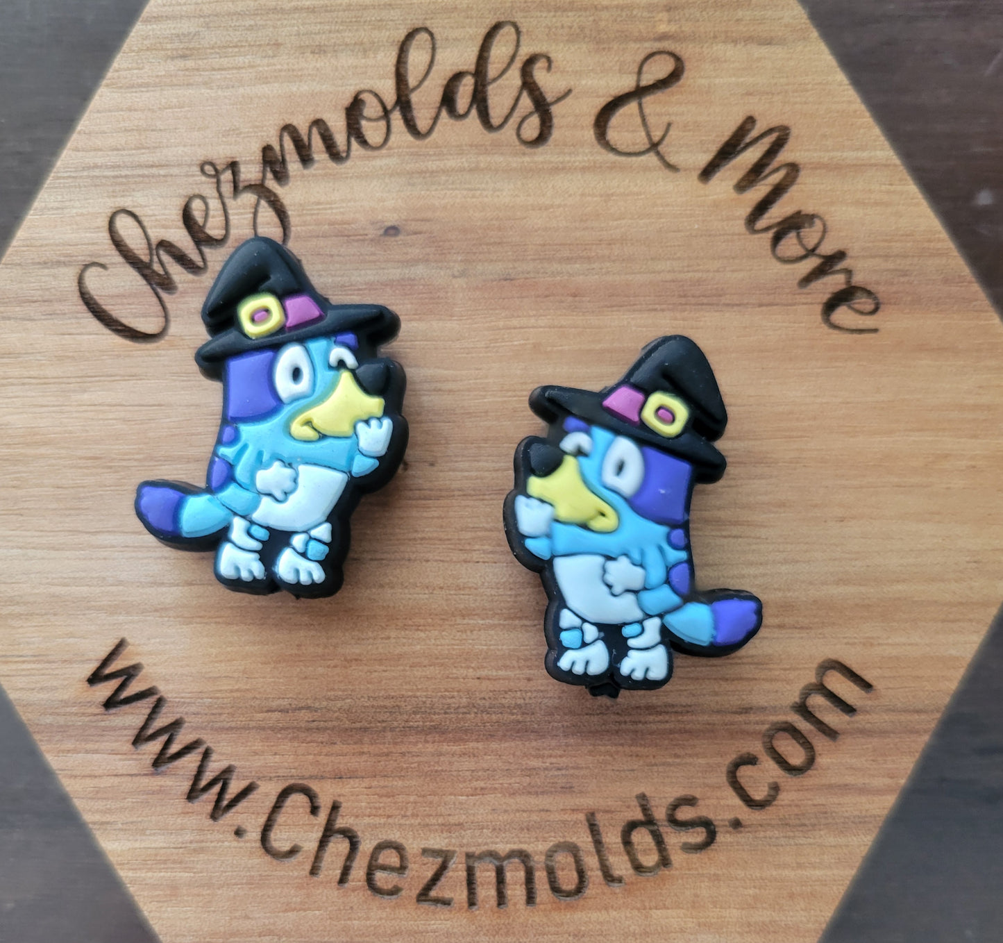 blue dog witch- Silicone focal Bead