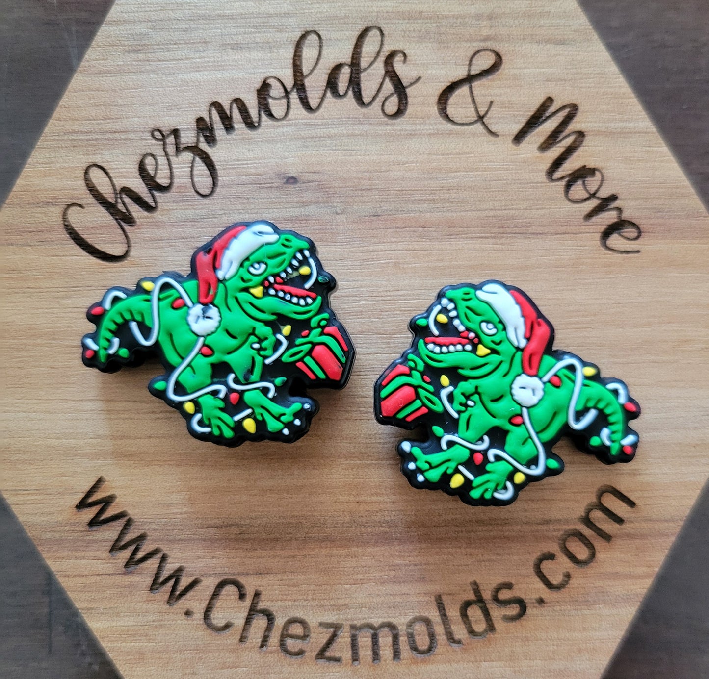 Festive t-rex- Silicone focal Bead