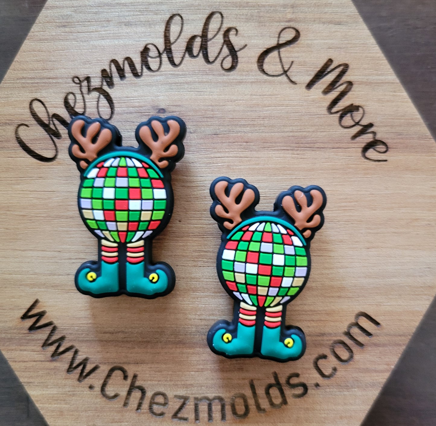 Disco reindeer- Silicone focal Bead