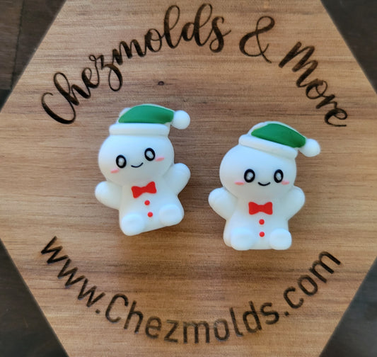 3D  Snowman with feet- Silicone focal Bead