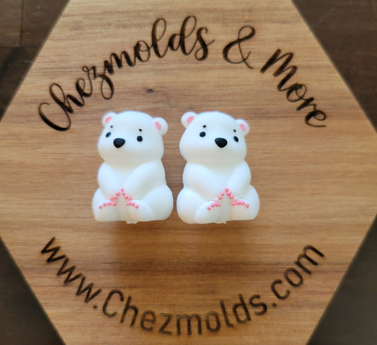 3D polar bear- Silicone focal Bead