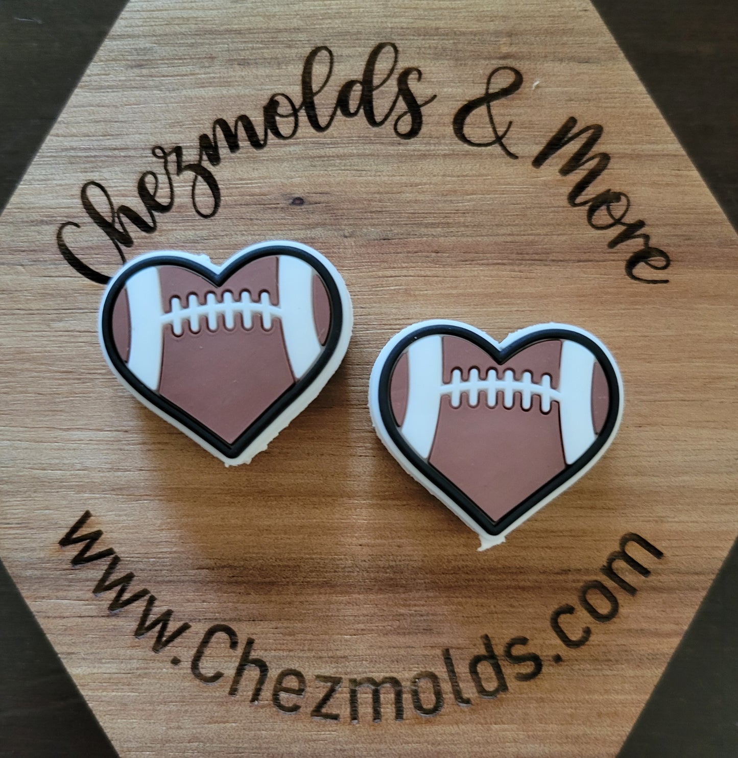 Football heart- silicone focal Bead