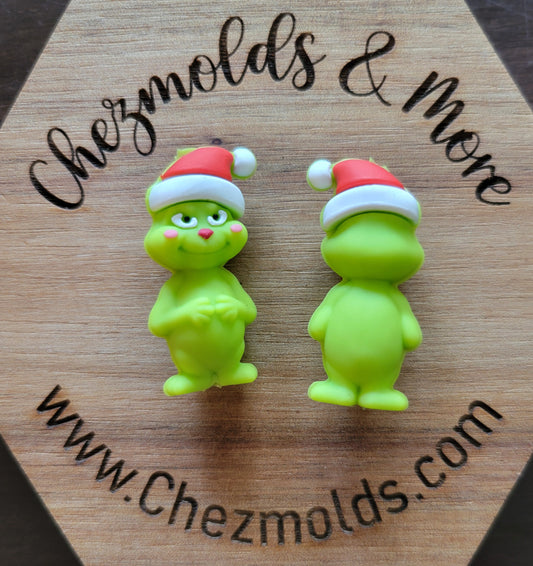 3d cutie full green guy- Silicone focal Bead