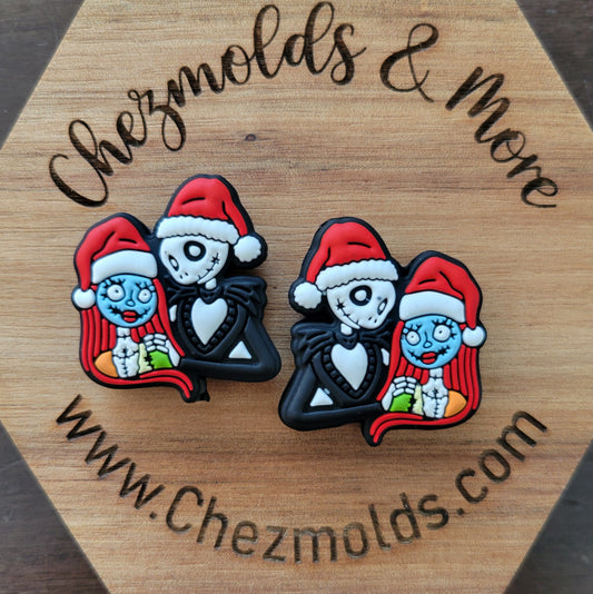 Jack and sal santa hats- Silicone focal Bead