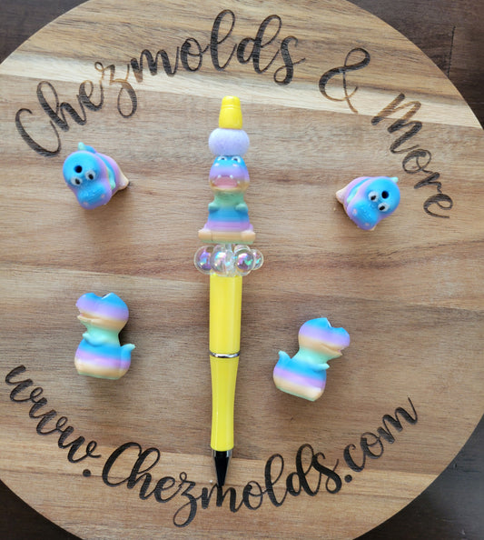 CE 3d printed rainbow cutey dino -  focal Bead