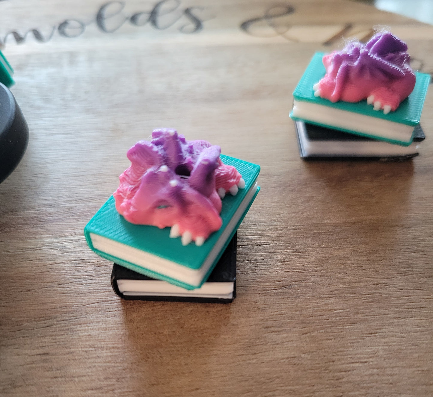 CE 3d printed dragon on book stack -  focal Bead