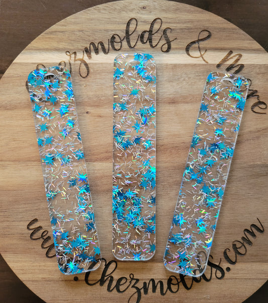 Beadable bookmarks-blue holo stars